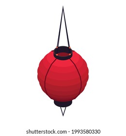 Isometric red chinese lantern icon 3d vector illustration