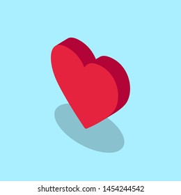 Isometric red heart Vector icon