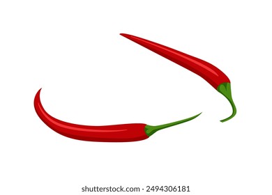 Isometric Red Hot chili pepper pod isolated on white background. Realistic Spicy vegetable, mexican cooking ingredient for salsa.