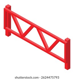 Isometric red metal barrier limiting access to restricted area