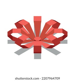 Cinta de cinta de papel rojo isométrico para la decoración de regalo Ilustración vectorial 3d