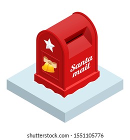 Isometric Red Santa Letterbox isolated on white background