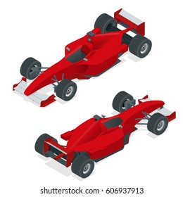 Isometric Red Sport Car. Flat 3d Isometric Illustration. For Infographics And Design.