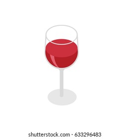 Isometric Red Wine In A Glass Isolated On White Background