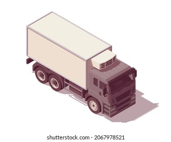 Isometric Reefer Delivery Truck. Vector Illustration. Collection