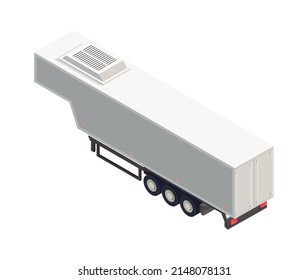 Isometric refridgerated semitrailer of white color 3d vector illustration