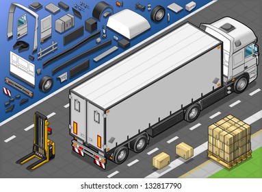 Isometric Refrigerator Wagon Truck.