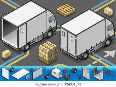 Isometric Refrigerator Wagon Truck. 