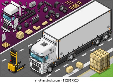 Isometric Refrigerator Wagon Truck. Icon. 