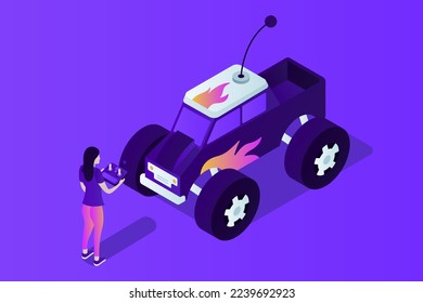 Isometric Remote Control Car Vectorart Illustration