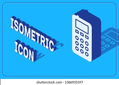 Isometric Remote control icon isolated on blue background.  Vector Illustration