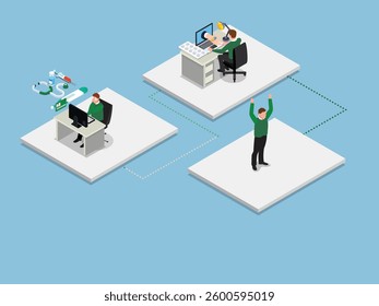Isometric Remote Healthcare Consultation and Online Medical Support 3d flat vector illustrations
