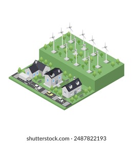 Isometric renewable energy illustrated in vector
