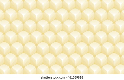 Isometric Repeating Cube Based Pattern Wallpaper - Light Yellow Colored Elements on Dark Background - 3d Illusion Gradient Graphic