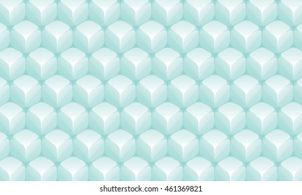 Isometric Repeating Cube Based Pattern Wallpaper - Light Turquoise Colored Elements on Dark Background - 3d Illusion Gradient Graphic