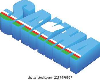 Bandera de texto de la República isométrica de Sakha
