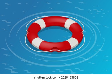 Isometric rescue life belt, marine lifebuoy water safety. isolated on white background. Lifebuoy.