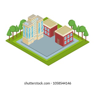 Isometric residences buildings