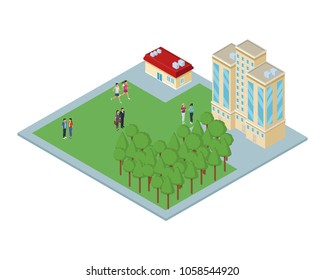 Isometric residences buildings
