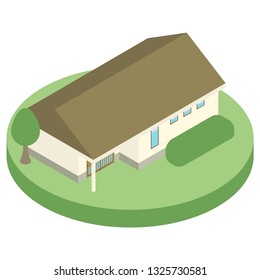 isometric Residential home (brown roof)