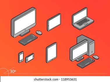 Isometric Responsive Design Screens Computers Pack