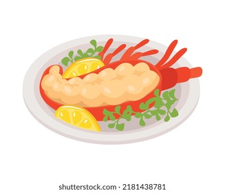Composición isométrica del restaurante con imagen aislada del plato gourmet servido ilustración vectorial
