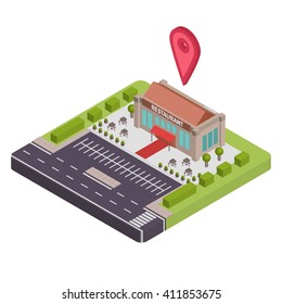 Isometric restaurant vector illustration