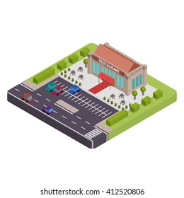 Isometric restaurant vector illustration