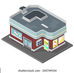 Isometric Retail Store Mini Mart Shop. Isometric Mini Mart Store