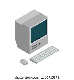 Isometric retro computer on a background