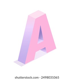 Letra retro isométrica A. Símbolo de arte 3D en estilo 90.