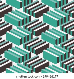 Isometric Retro Seamless Pattern 