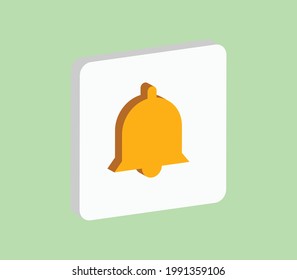 Isometric Ringing bell icono aislado. Símbolo de alarma, campana de servicio, señal de timbre de mano, símbolo de notificación.