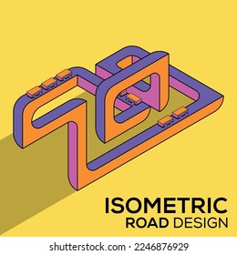 Isometric Road 3d flat design. Creative vector Graphic monograms.