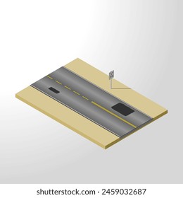 Isometric Road - Brazil - Vector illustration of a road with sign in isometric perspective