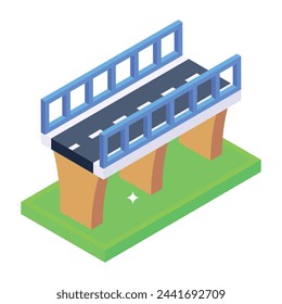 An isometric road bridge, premium vector