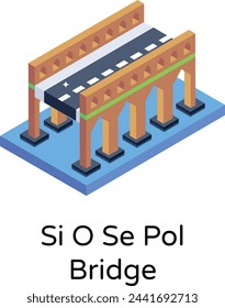An isometric road bridge, premium vector