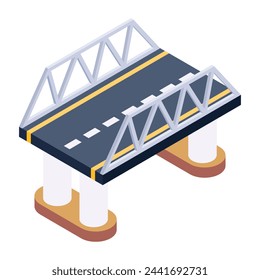 An isometric road bridge, premium vector