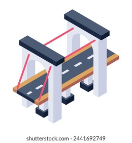 An isometric road bridge, premium vector