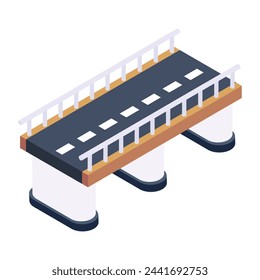 An isometric road bridge, premium vector