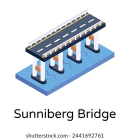 An isometric road bridge, premium vector