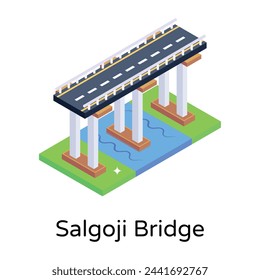 Un puente de carretera isométrico, vector premium