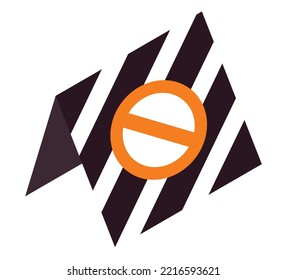 Isometric road construction scene element. Sign there is no way icon vector illustration