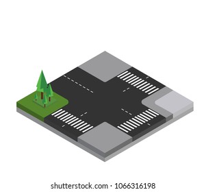 isometric road element,crossroad 2