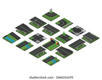 isometric road elements