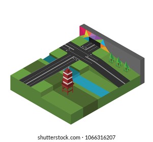 isometric road element,tunel