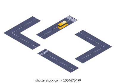 isometric road highway designer with bus vector