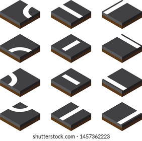 Isometric road pieces illustration vector