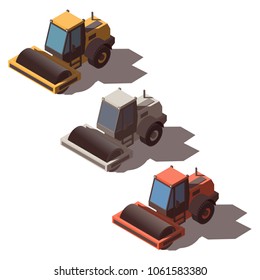 Isometric road roller isolated