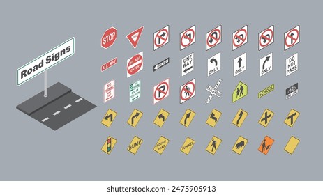 isometric road sign board en